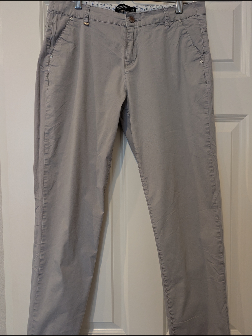 Reserved Light Gray Ankle-Length Chino Pants